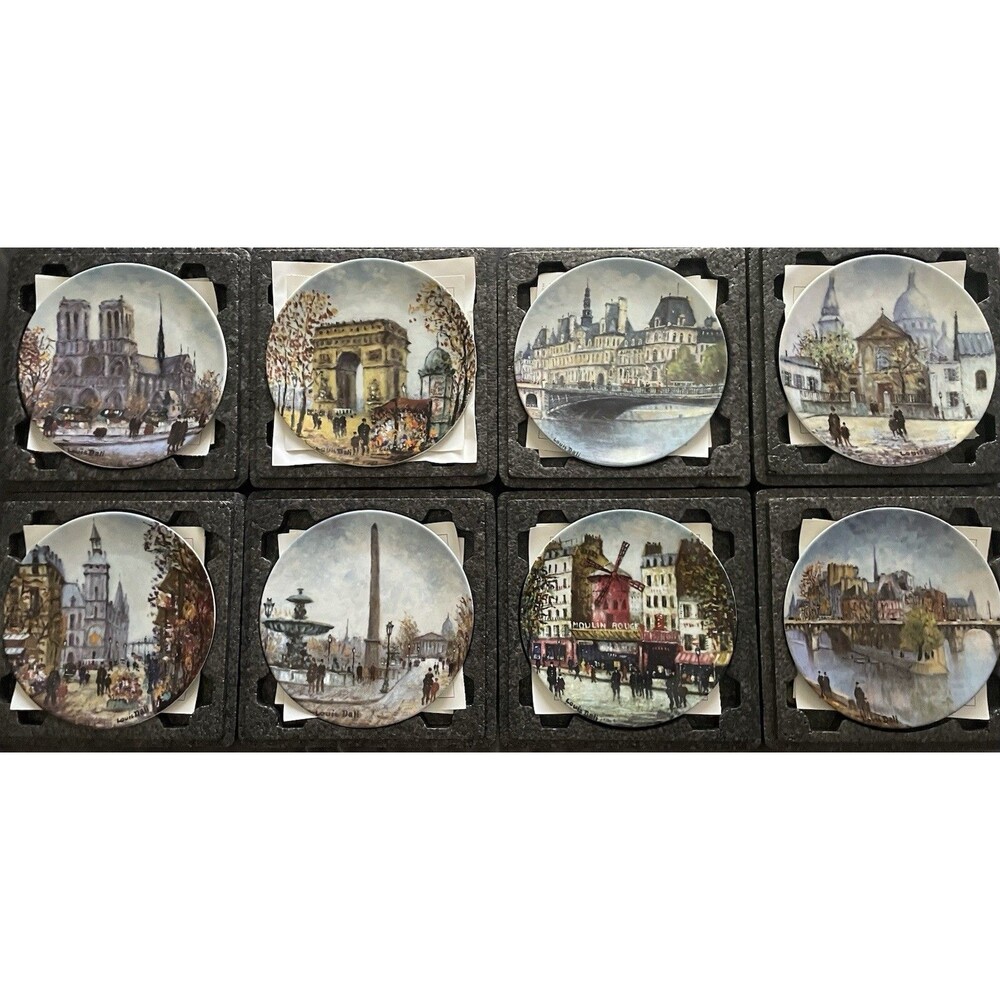 Rare Limoges Dali Paris Plates Set of 8 With Original Packaging And COA